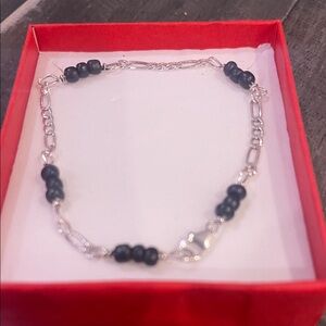 Chic Silver and Black Beaded Bracelet